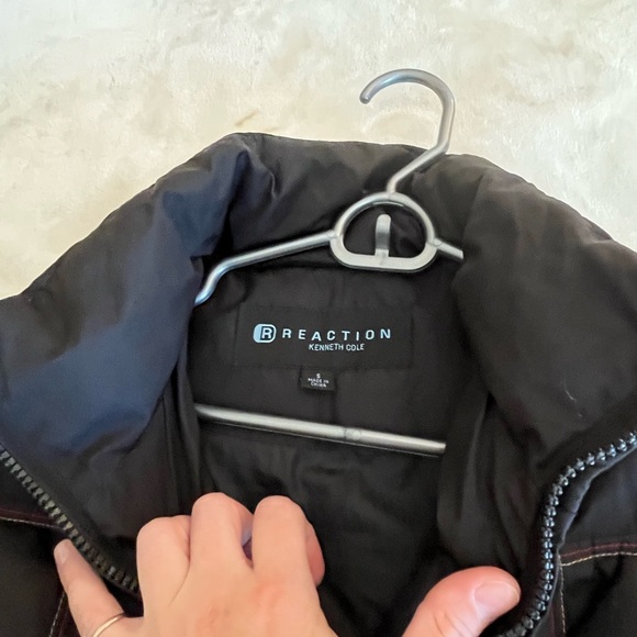 Kenneth Cole Reaction Black Down Puffer Coat Jacket sz Small - Picture 3 of 7